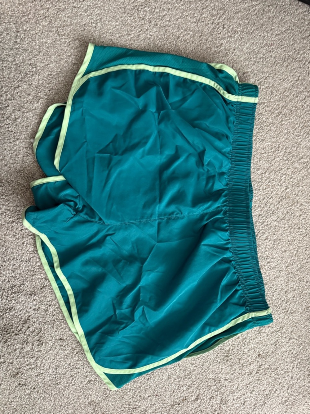 Women’s Teal Athletic Shorts with Lime Trim